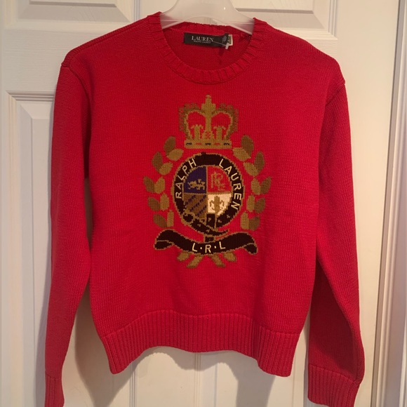 Lauren Ralph Lauren Sweaters - NWOT Ralph Lauren Red and Gold Crest 100% Cotton Sweater